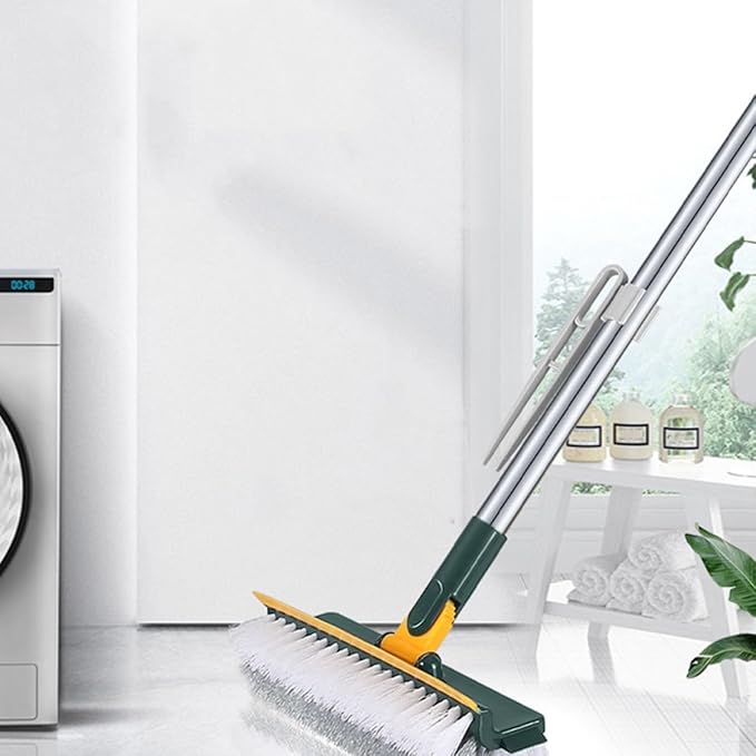 Bathroom Floor Scrub Brush with Long Handle Multi-Functional Green Tile and Carpet Scrubber for Shower and Floor Cleaning for Home Bathroom Use