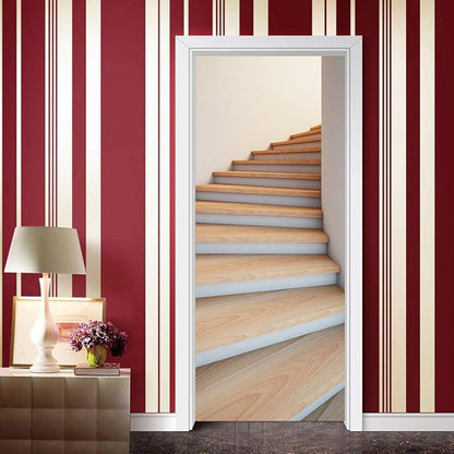 3D Door Stickers Murals Peel and Stick - Stairs Wallpaper Self-Adhesive Decals Removable PVC Waterproof Poster for Bedroom Living Room 34.6" x 78.7"