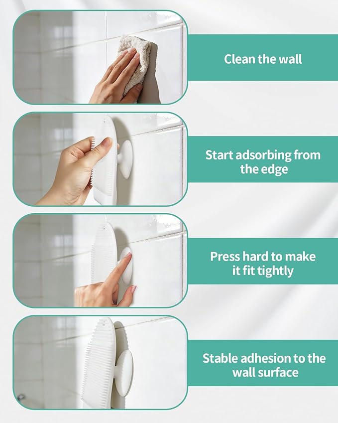 Silicone Shower Squeegee for Glass Doors, Multi-Purpose Squeegee for Shower Glass, Windows, Mirrors, Countertops, 2-in-1 Shower Squeegee with Suction Cup