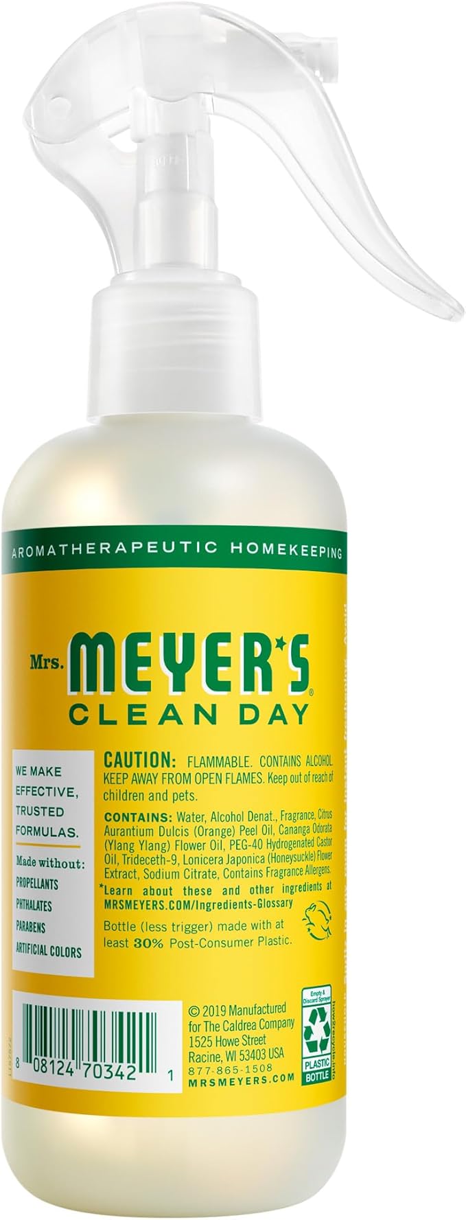 MRS. MEYER'S CLEAN DAY Room Spray, Honeysuckle Scent, 8 Fl Oz Bottle - 3 Pack