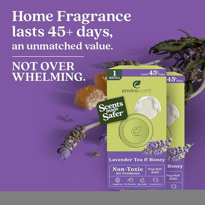 Enviroscent Non-Toxic Air Freshener Paper Refills - Compatible with Enviroscent Plug Hub® Warmer Kit - Home Fragrance Lasts Up to 90 Days - Lavender Tea & Honey Scent (Pack of 2)