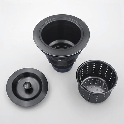 3-1/2-Inch Kitchen Sink Drain Strainer Assembly Kit Gunmetal Black, GZILA Deep Waste Basket Strainer with Sealing Lid Sink Stopper, Dark Gray 304 Stainless Steel