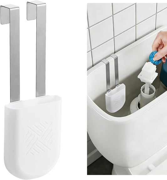 Premium Toilet Tank Tablet Holder – Plastic Hanging Cleaner Caddy (3.7'' x 2.9'' x 0.7'', White) – Toilet Bowl Cleaner Hanging Carrier - Prevents Dissolved Residue in Water Tank