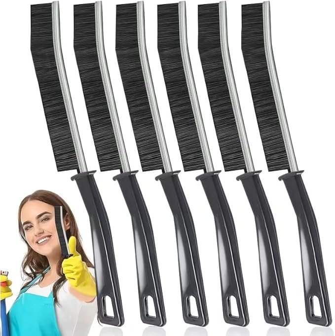 6 Pcs Hard Bristle Crevice Cleaning Brush - Grout & Gap Crevice Brush for Bathroom Gap, Corners, Window Tracks, Kitchen Sink, Tight Spaces and More Multifunctional Gap Brush