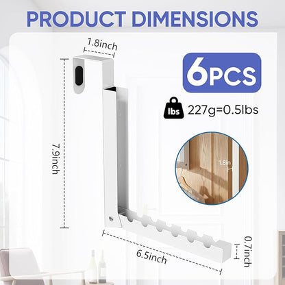 6-Pack Over The Door Hanger – Folding Clothes Drying Rack & Folding Hanging Coat Rack, Space-Saving Towel Organizer for Bathroom, Bedroom & Laundry Room