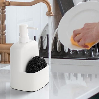 Dish Soap Dispenser - Kitchen Soap Dispenser with Sponge Holder Matte Ceramic Soap Daddy Dispenser 20oz for Kitchen (Matte White)