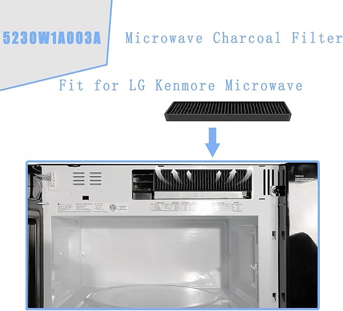 2 Pack 5230W1A003A Microwave Charcoal Filter Compatible with LG Kenmore GE Microwave Charcoal Air Filter Replacement WB06X10807 LMHM2237BD LMV1650ST LMV2031SB LMV2031ST PVM9005SJ8SS JVM7195SK6SS