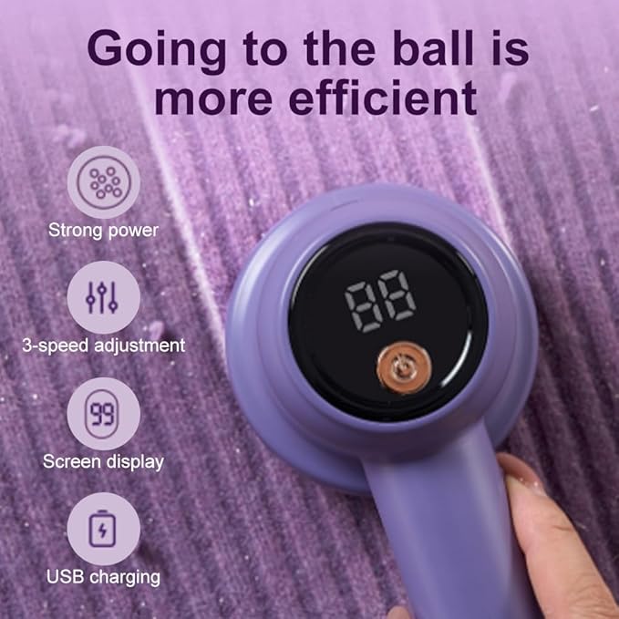 Rechargeable Fabric Shaver Fuzz Remover, 2025 New Electric Lint Remover Shaver, 3 Modes Lint Remover for Clothes, Digital LED Display to Remove Pilling for Clothes Furniture Couch (White)
