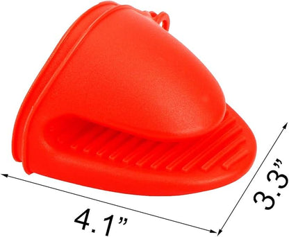 2 Pairs Mini Oven Gloves Silicone Heat Resistant Cooking Pinch Mitts Potholder for Kitchen Cooking & Baking (Red and Blue)