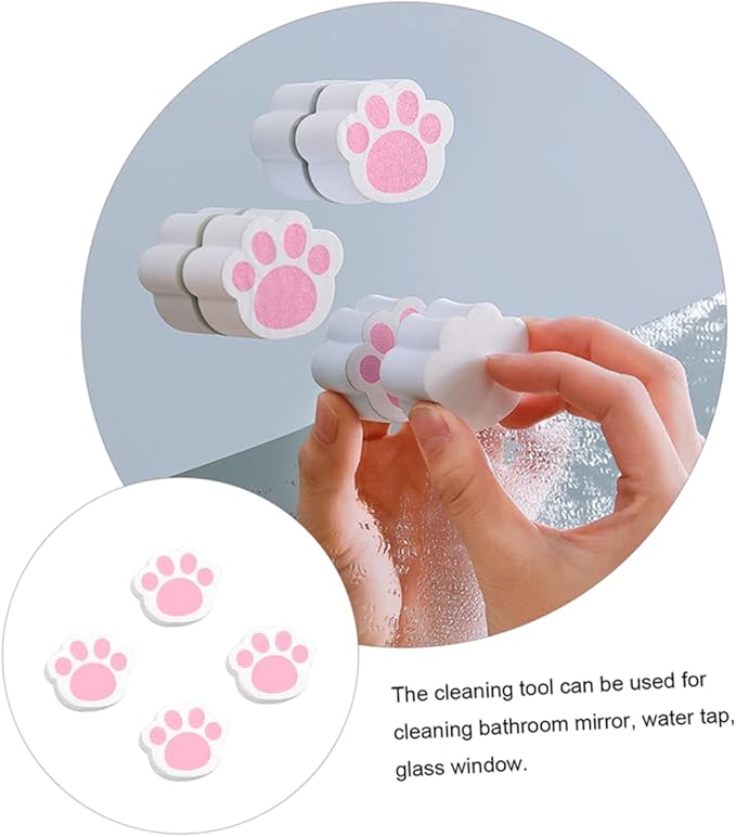 4pcs Cat Claw Mirror Cleaners Unique Adhesive Sponge Wipes for Glass and Bathroom Surfaces Easy to Use Durable and Cleaning Tools for Home Use