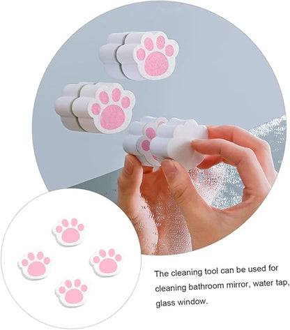 4pcs Cat Claw Mirror Cleaners Unique Adhesive Sponge Wipes for Glass and Bathroom Surfaces Easy to Use Durable and Cleaning Tools for Home Use