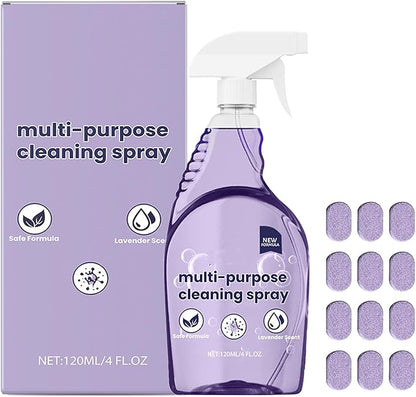 Multi-Surface Cleaner Spray All-Purpose Cleaning System with Concentrated Tablets Effective Oven & Kitchen Degreaser, Reusable Bottle for Home Bathroom & Grill 12 Tablets (1pcs)