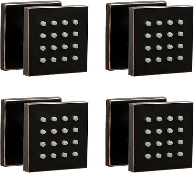 Showerhead Body Spray, HOMEDEC 2inch Brass Square Massage Shower Jet Can 360 Swivel, Oil Rubbed Bronze, 4 pack