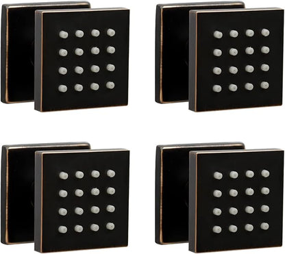 Showerhead Body Spray, HOMEDEC 2inch Brass Square Massage Shower Jet Can 360 Swivel, Oil Rubbed Bronze, 4 pack