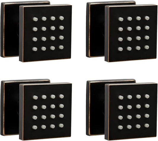 Showerhead Body Spray, HOMEDEC 2inch Brass Square Massage Shower Jet Can 360 Swivel, Oil Rubbed Bronze, 4 pack