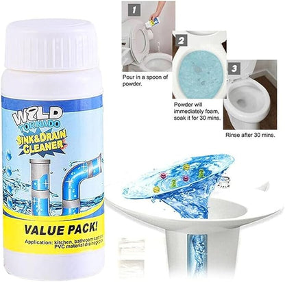 Wild Tornado Pipe Dredging Deodorizer openers Powerful Pipe Dredging Agent Powerful Sink Drain Cleaner for Kitchen Sewer Toilet Brush Closestool Clogging Cleaning Tools (2-Pcs)