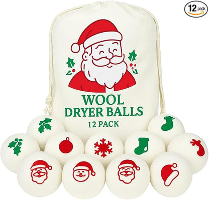 Wool Dryer Balls Pack of 12 Christmas Gift for Women Organic Wool Dryer Balls