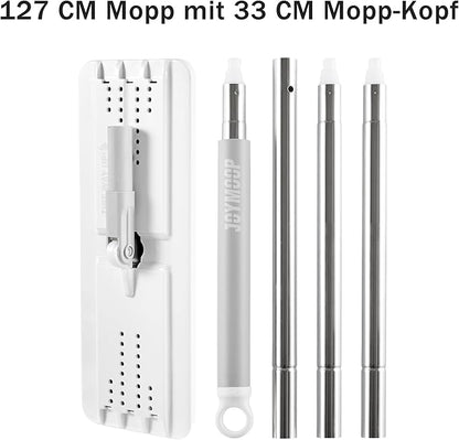 JOYMOOP Flat Mops, Microfiber Mop for Floor Cleaning and Wall Cleaner, 50" Mop Handle with Flexible 13" Flat Head with a Microfiber Mop Pad - White