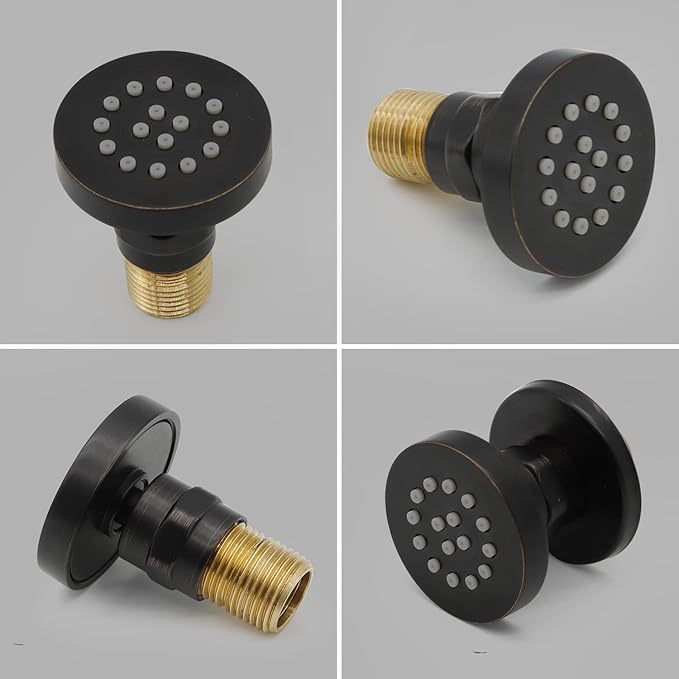 HOMEDEC 2inch Round Shower Body Spray Jets, Brass Showerhead Shower Jets Massage Spa Body Sprays Shower Nozzle Wall Mount, 4PCS, Oil Rubbed Bronze