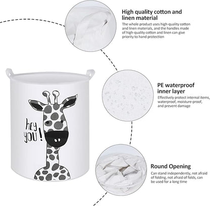Collapsible Laundry Basket in Bedroom Waterproof Laundry Hamper in Bathroom Large Laundry Bag in College Dormitory Cloakroom Livingroom Nursery Organizer Toy Bin Giraffe-002