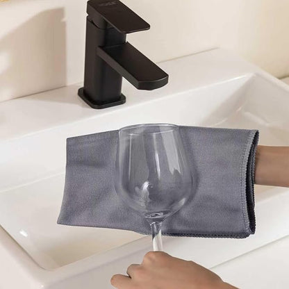 Microfiber Glass Cleaning Cloth 8 Pack, 16 Inch X 12 Inch, Lint Free Quickly Clean Window, Glasses, Windshields, Mirrors, and Stainless Steel, Grey