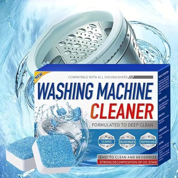 Washing Machine Cleaner Tablets, 12 Count – Deep Clean & Odor Control for Drum, Tub & Gasket, Compatible with All Washer Types