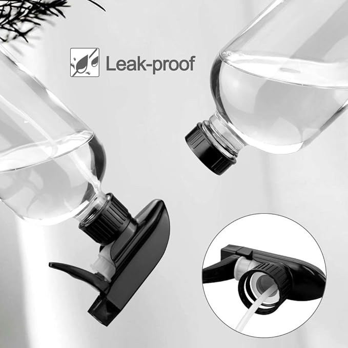 Worldgsb Glass Spray Bottles, 16oz Clear Glass Spray Bottles with Labels & Adjustable Nozzle, Reusable Containers for Cleaning Solutions, BBQ, Food, Plants, Alcohol, Essential Oils(2 Pack)
