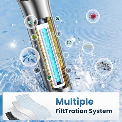Shower head with handheld - filtered shower head with 3 Spray Modes - Adjustable Angle Showerhead Water Softener with Replacable Filter - Pack with Hose