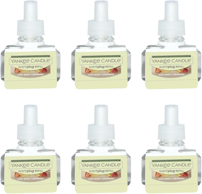 Yankee Candle Iced Berry Lemonade ScentPlug Refills, Citrus & Red Berry Scented Home Fragrance, Long-Lasting Electric Air Freshener Plugin Oil for Home or Office, 0.625 Ounce (Pack of 6)