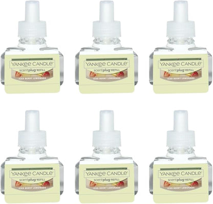 Yankee Candle Iced Berry Lemonade ScentPlug Refills, Citrus & Red Berry Scented Home Fragrance, Long-Lasting Electric Air Freshener Plugin Oil for Home or Office, 0.625 Ounce (Pack of 6)