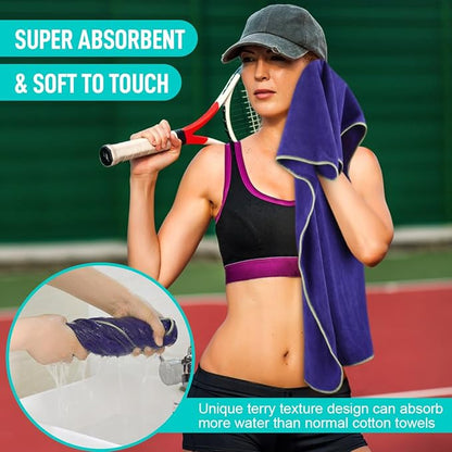 SINLAND Microfiber Gym Towels Super Absorbent Compact Travel Workout Towel Quick Dry Camping Sweat Towel for Sports Beach Swimming Backpacking Hiking and Yoga Men Women 16 Inch X 32 Inch