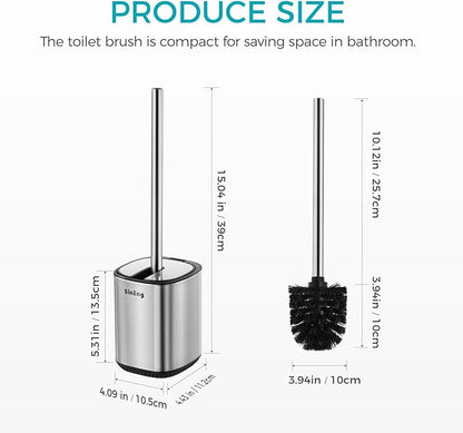 Toilet Brush Holder Set Toilet Bowl Brush Stainless Steel Automatic Open lid Toilet Bowl Cleaner Brush with Durable Bristle Head Toilet Cleaning Brush for Bathroom