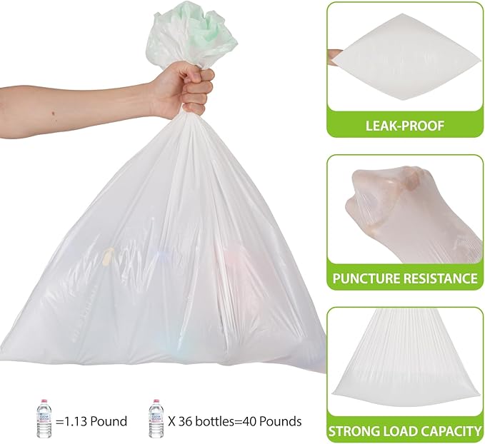 ValueGuard Large Trash Bag 13 Gallon Tall Drawstring 100% Post-Consumer Recycled Garbage Bag Waste Bag for Kitchen Office 0.8 Mil (200 Count)