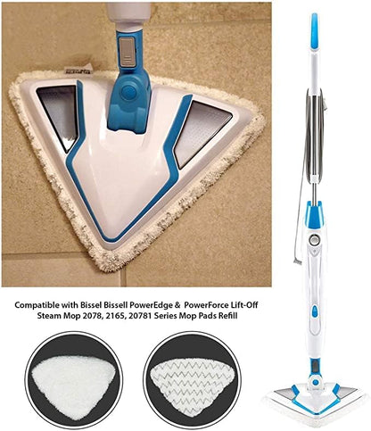 Steam Mop Pads for Bissell 2078 2165 20781 1544Z Triangle Poweredge Powerforce Lift-Off Steam Replacement Mop Pads Washable Reusable (2 Soft + 2 Scrubby)