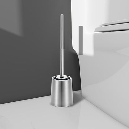 SUS304 Stainless Steel Toilet Brush and Holder Silicone Bathroom Brush TPE Brush Head Toilet Cleaner for Bowl Bathroom Cleaning Brush Caddy Cepillo de Baño Brushed Silver