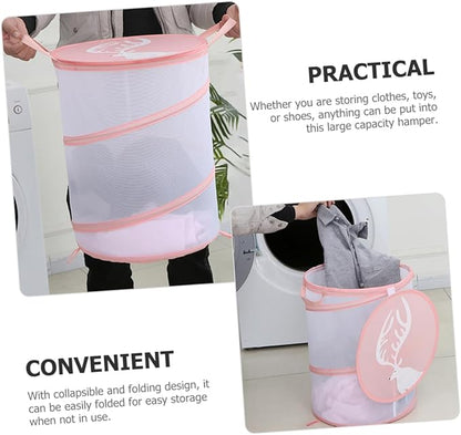 Outanaya Collapsible Laundry Hamper Handles Foldable Mesh Storage Basket for Clothes Toys and More Lightweight and Portable Organizer Macaron Color for Bedroom Bathroom and Dorm Use