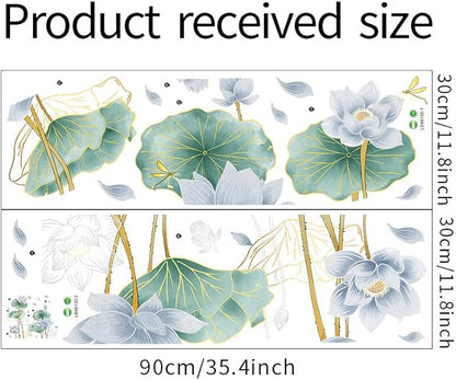 3D Wall Stickers Blue Lotus Floral Wall Art Decal Decor for Bedroom Living Room Offices Home Decoration