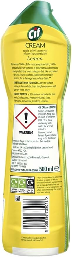Cif Cream Lemon 500 Ml (pack Of 4)