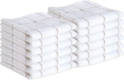 Arkwright Dish Towels for Kitchen - (Pack of 12) Soft, 100% Cotton Terry Dishcloths, Highly Absorbent & Quick Dry, Washcloths for Washing, Drying, and Cleaning Dishes, 12 x 12 in, Tan