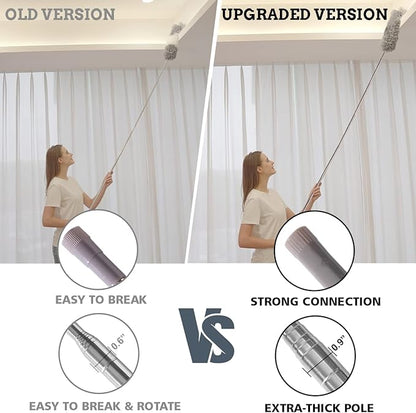 Upgraded Dusters for Cleaning (6pcs), Ceiling Fan Duster with 100" Thickened Extension Pole, Extendable Long Microfiber Duster for High Ceilings, Reusable & Washable Dusting Wand by OOSOFITT