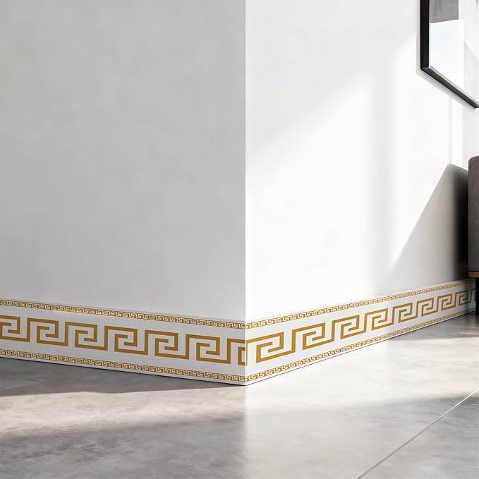 Peel and Stick Wallpaper Borders, Self-Adhesive Waterproof PVC Foam Wall Base for Kitchens, Living Rooms, Bedrooms and Bathrooms, 3.93" x 196.8" 1 Roll (Golden)