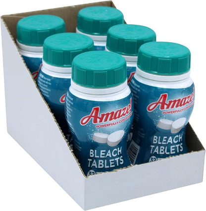 AMAZE Ultra Concentrated Bleach Tablets [6 bottles] - Meadow Scent - for Laundry, Toilet, and Multipurpose Home Cleaning. No Splash Liquid Bleach Alternative
