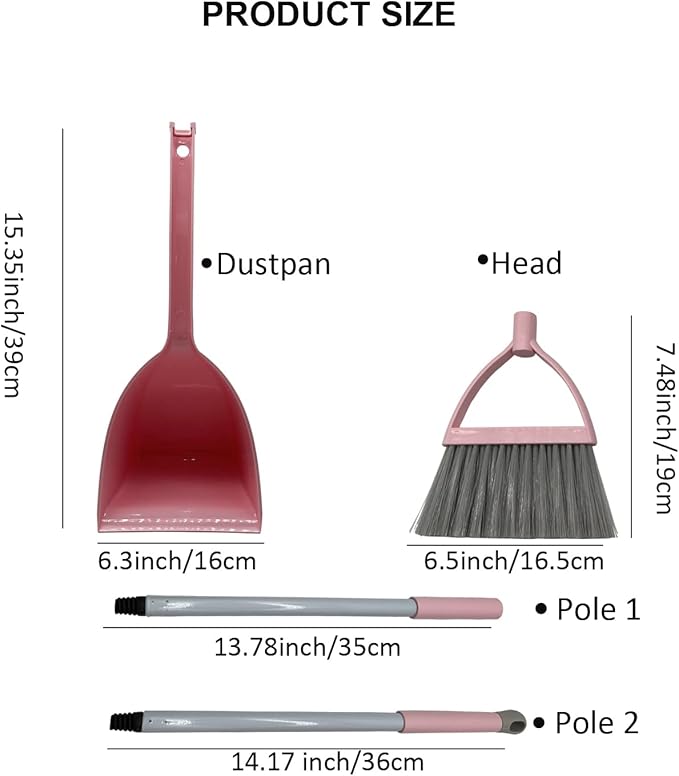 Kids Broom and Dustpan Set-Mini Dustpan and Broom for Children Housekeeping Pretend Play Cleaning Tools Set (Blue)
