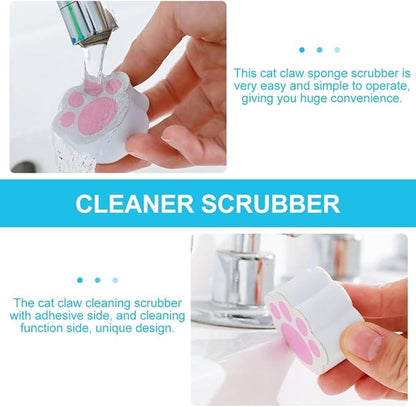minkissy Cat Claw Sponge Scrubber 2pcs, Cartoon Cat Paw Mirror Cleaner for Bathroom and Window, Multipurpose Non-Scratch Cat-Claw Scrubber for Glass and Faucet Cleaning