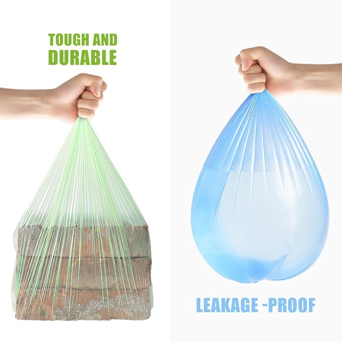1.2 Gallon/330pcs Strong Trash Bags Colorful Clear Garbage Bags by Teivio, Bathroom Trash Can Bin Liners, Small Plastic Bags for home office kitchen, Multicolor
