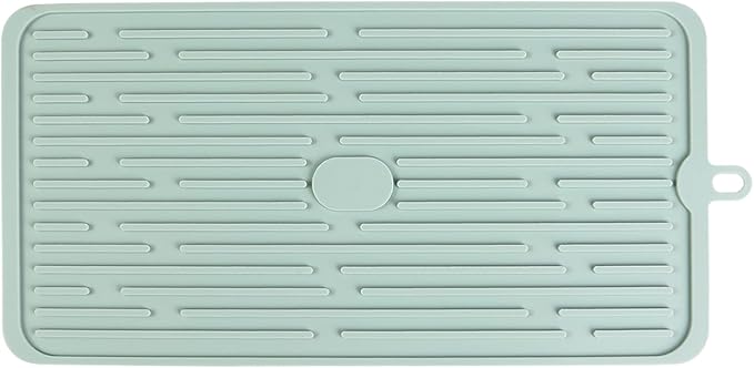 Dish Mat Silicone Dish Drying Mats Works For Drying Stemware Cocktail Glasses Silverware Pots Pans Knives and Dish Rack for Kitchen Counter Sink Bar Pads Easy to Clean (GD-LSD-01-green)
