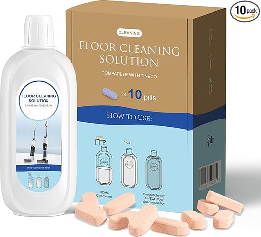 10 Bottles Compatible with Tineco Cleaning Solution Pet 500ml Per Bottle Orange Scents Floor Cleaner Compatible with All Robot Vacuums with Mopping and Cordless Wet/Dry Vacuum (Orange Scents)