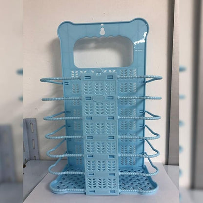 Folding Laundry Hamper Small Blue Plastic Wall Hanging Dirty Clothes Basket Collapsible Storage Organizer for Laundry Room and Bedroom