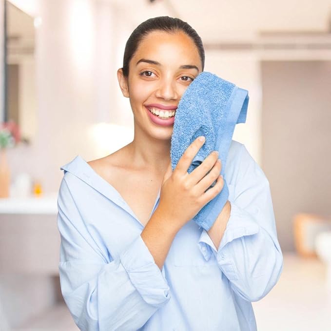 100% Cotton Washcloth Set 24 Packs – Soft, Absorbent Face Towels for Bathroom & Gym Use – Reusable, Durable & Machine Washable Wash Cloths - Multi-Color, 12x12 Inches