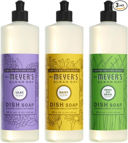 Mrs. MEYER'S CLEAN DAY Dish Soap Bundle (Lilac + Daisy + Fresh Cut Grass)